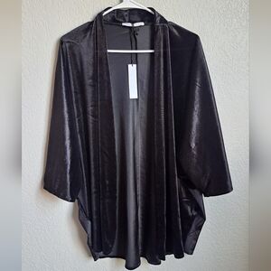 NWT Three Eighty Two Black Velvet Kimono 3/4 Length Dolman Sleeve Size Large